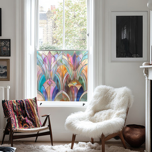 Inarzo Art Deco Stained Glass Privacy Window Film