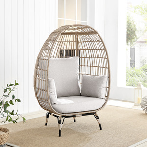 Beige Egg Chair Rattan Garden Chair shot 7680964