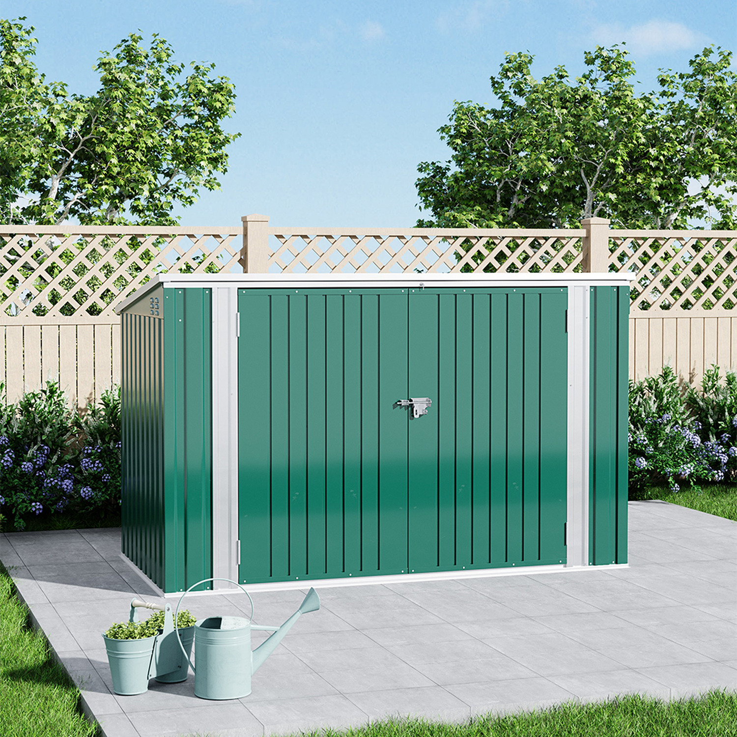 Lifeideas 6.9 x 3.4 FT Metal Garden Storage Shed with Hinged Lid - Green