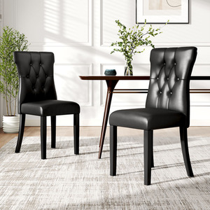 Set of 2 High-Back Dining Chairs with Rubberwood Legs