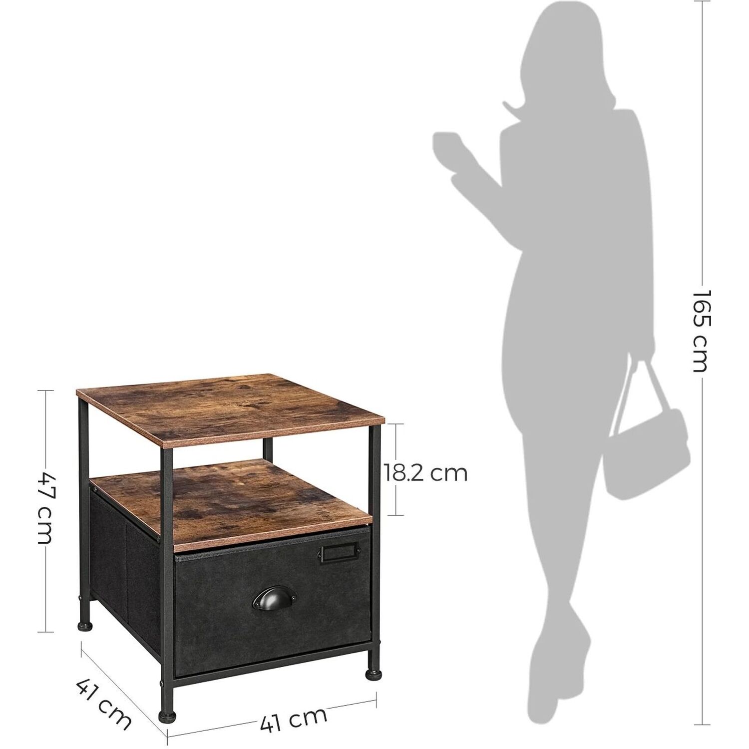 Nightstand Bedside Table With Storage Modern Style - Brown