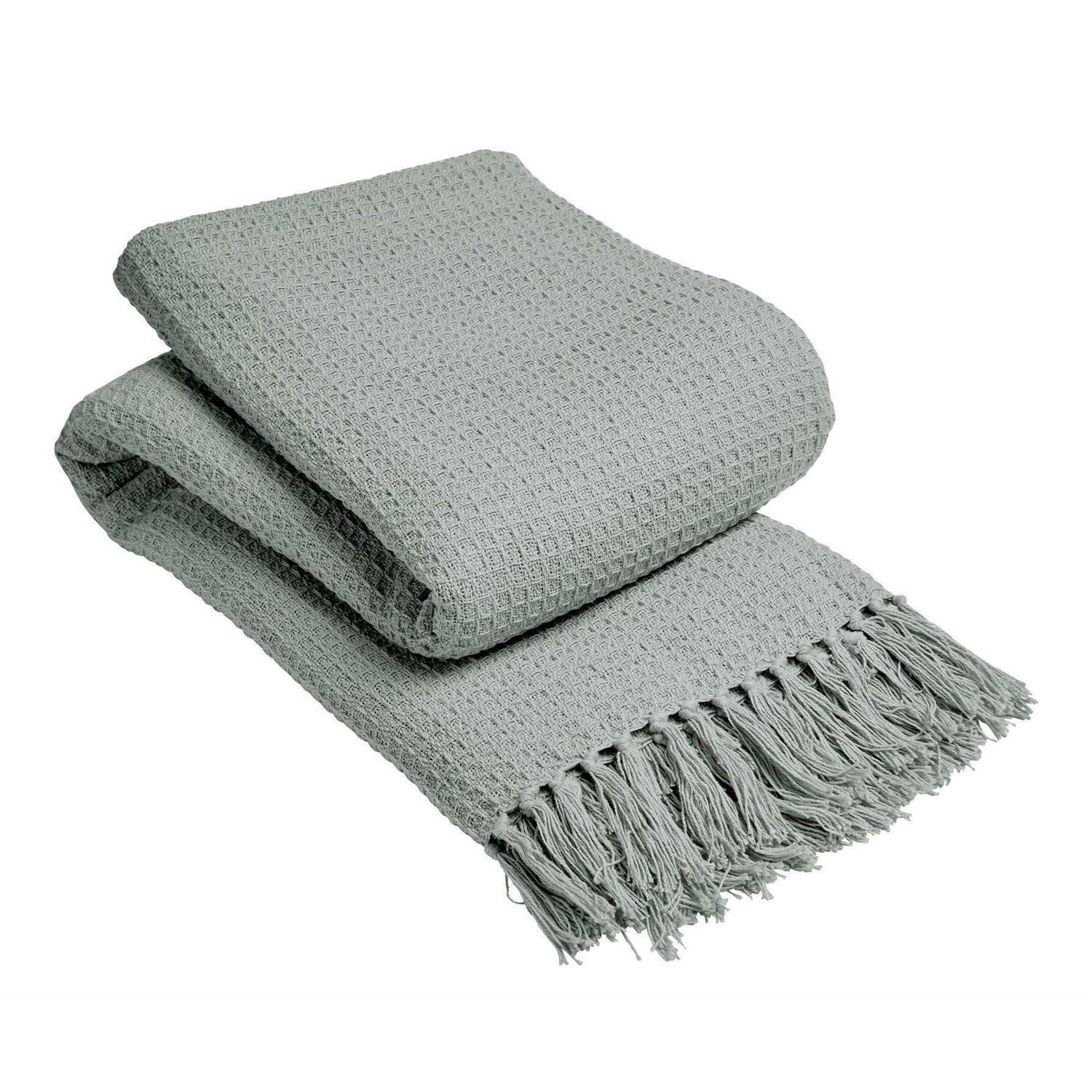 Lisbon Pure Cotton Honeycomb Throw - Silver 178cm