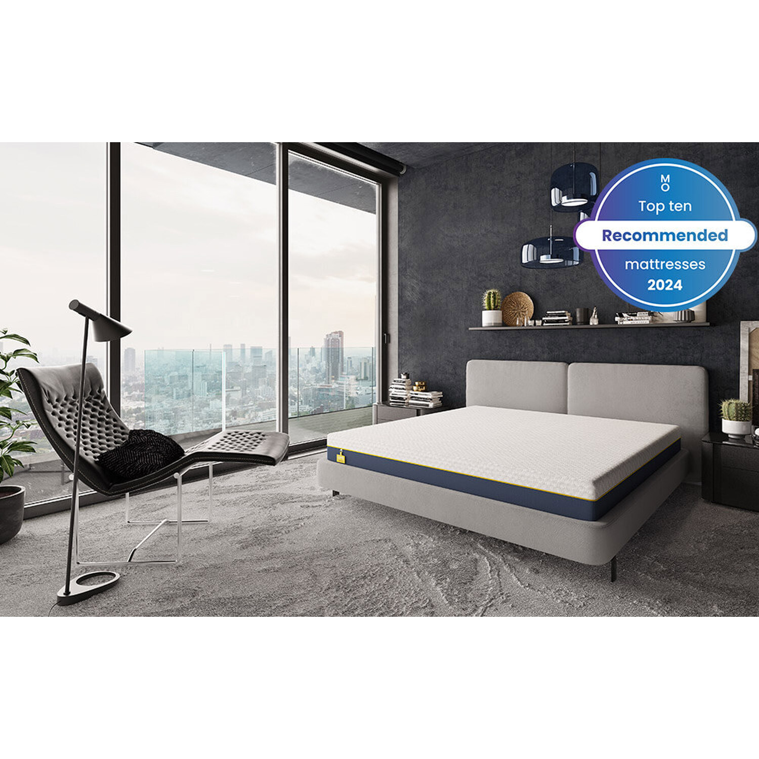 Luna Memory 1000 Pocket Hybrid Mattress - White Black Double