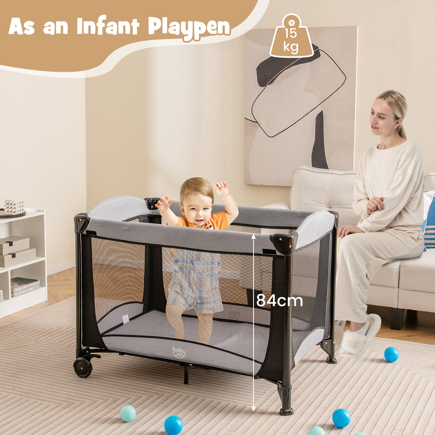 5 in 1 Foldable Baby Playard Nursery Center
