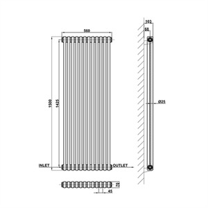 Anthracite / 150cm / 56cm Vertical Traditional Cast Iron Style Radiator 1500-1800mm 2 Column Anthracite shot 8210189