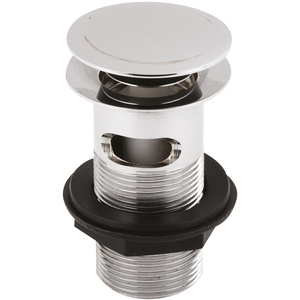Round Stainless Steel Push Button Basin Waste Slotted Chrome