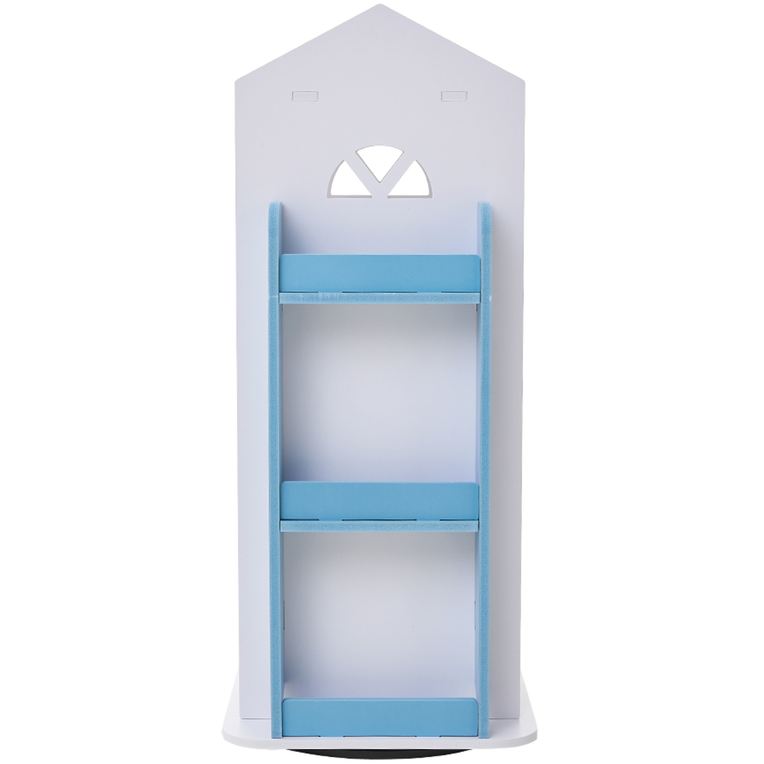 4-tier Compact Swivel Bookcase Rotating Storage Shelf For Kids - White Blue