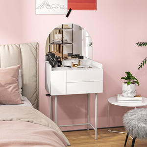 HOMCOM Makeup Vanity Table with Mirror Drawers Modern
