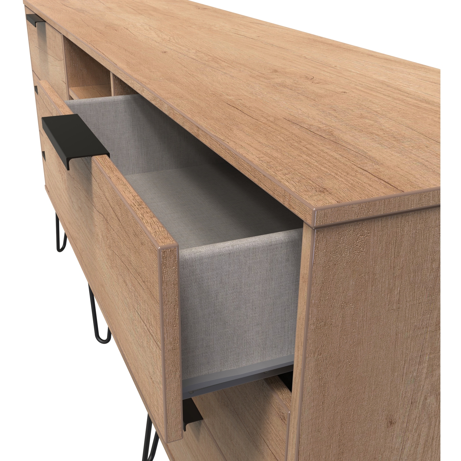 Hong Kong C Ready Assembled 6 Drawer Sideboard - Nebraska Oak