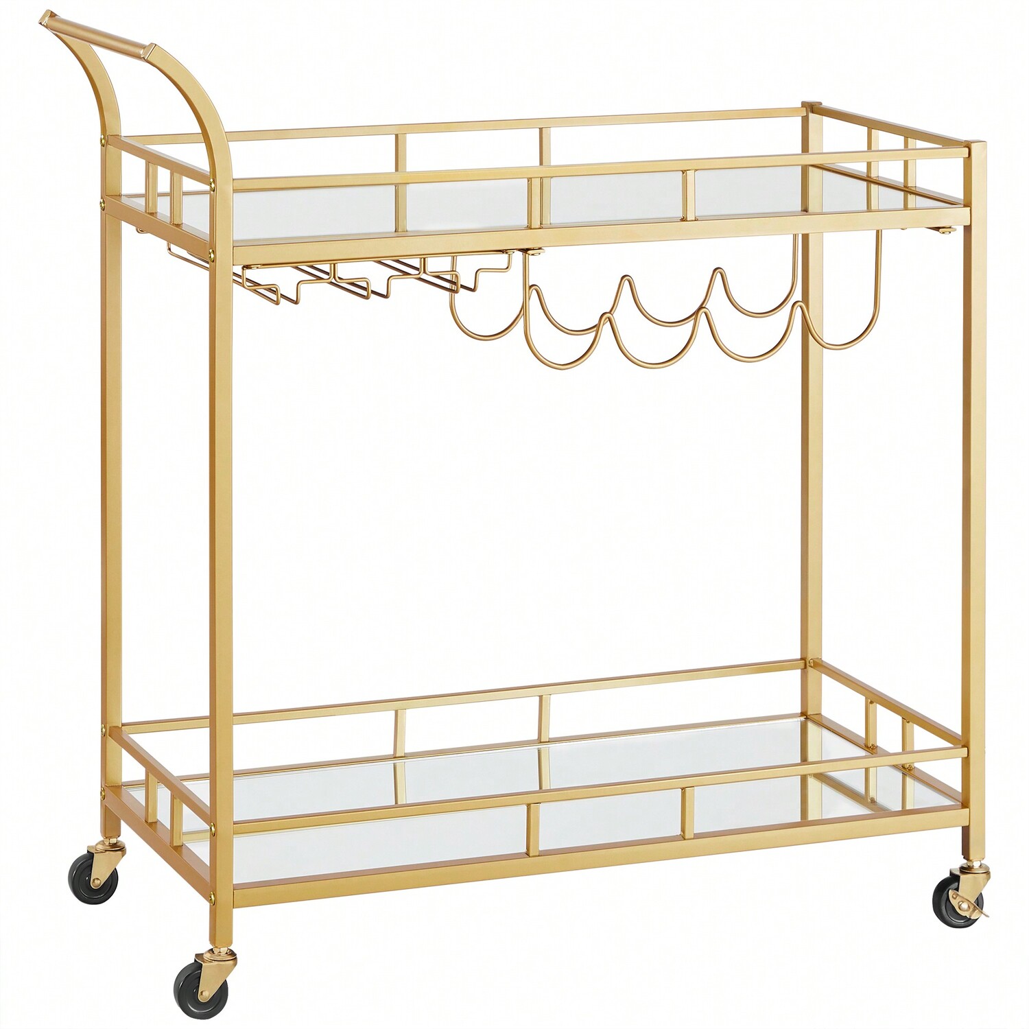 Vasagle Drinks Serving Trolley Cart With Mirrored Shelves - Gold
