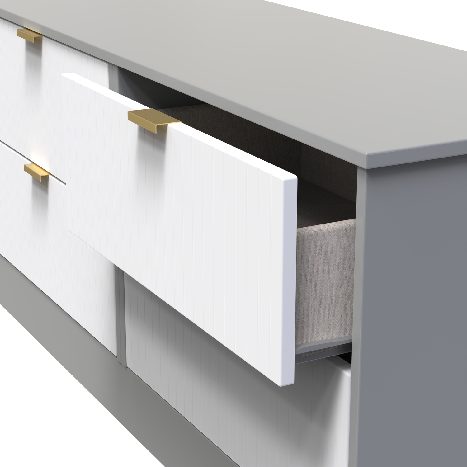 Nashville F Ready Assembled 4 Drawer Bed Box - White Matt Dusk Grey