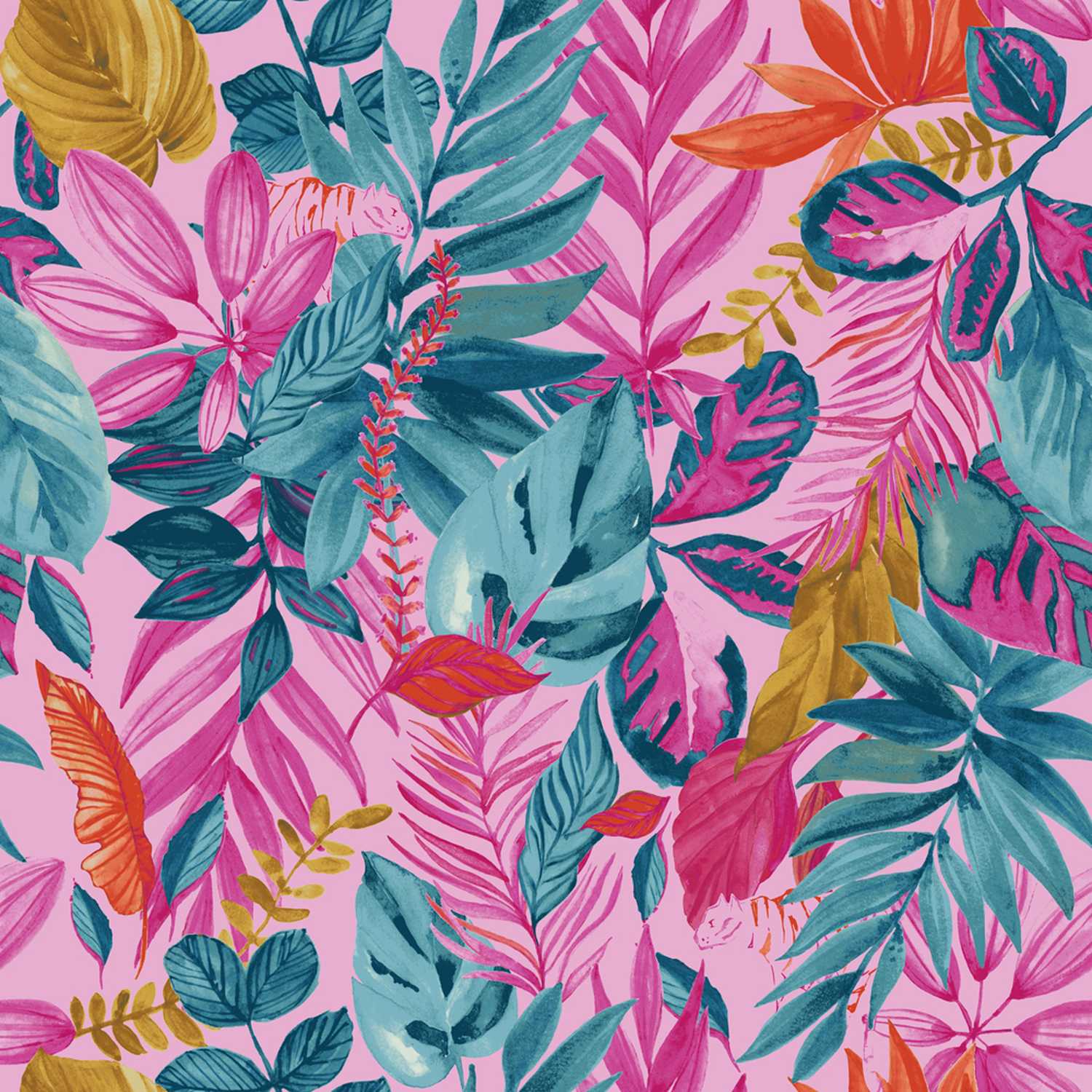 Psychedelic Jungle Tropical Duvet Cover Set - Pink Superking