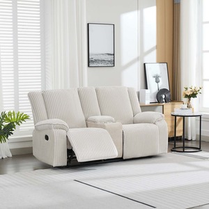 Verona 2 Seater Jumbo Cord Manual Recliner Sofa w Drinks Console
