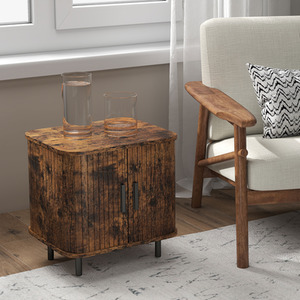 HOMCOM Nordic Bedside Table with Roller Shutter Style Sliding Doors