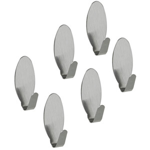 Pack of 6 Oval Steel Adhesive Hooks