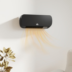HOMCOM Wall Mounted Electric Heater with Timer Overheat Black