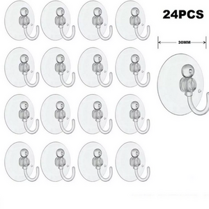 Pack of 24 Plastic Window Suction Cup Hooks