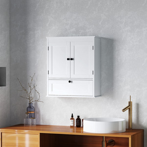 HOMCOM Bathroom Cabinet Wall Mounted with Adjustable Shelf