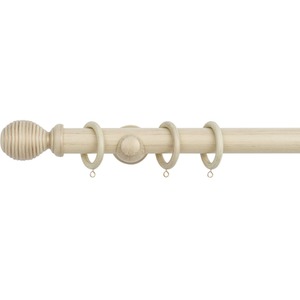 Antique Vanilla / 120cm A.Unique Home Ribbed Wooden Curtain Pole with Rings and Fittings (35mm) shot 10828493