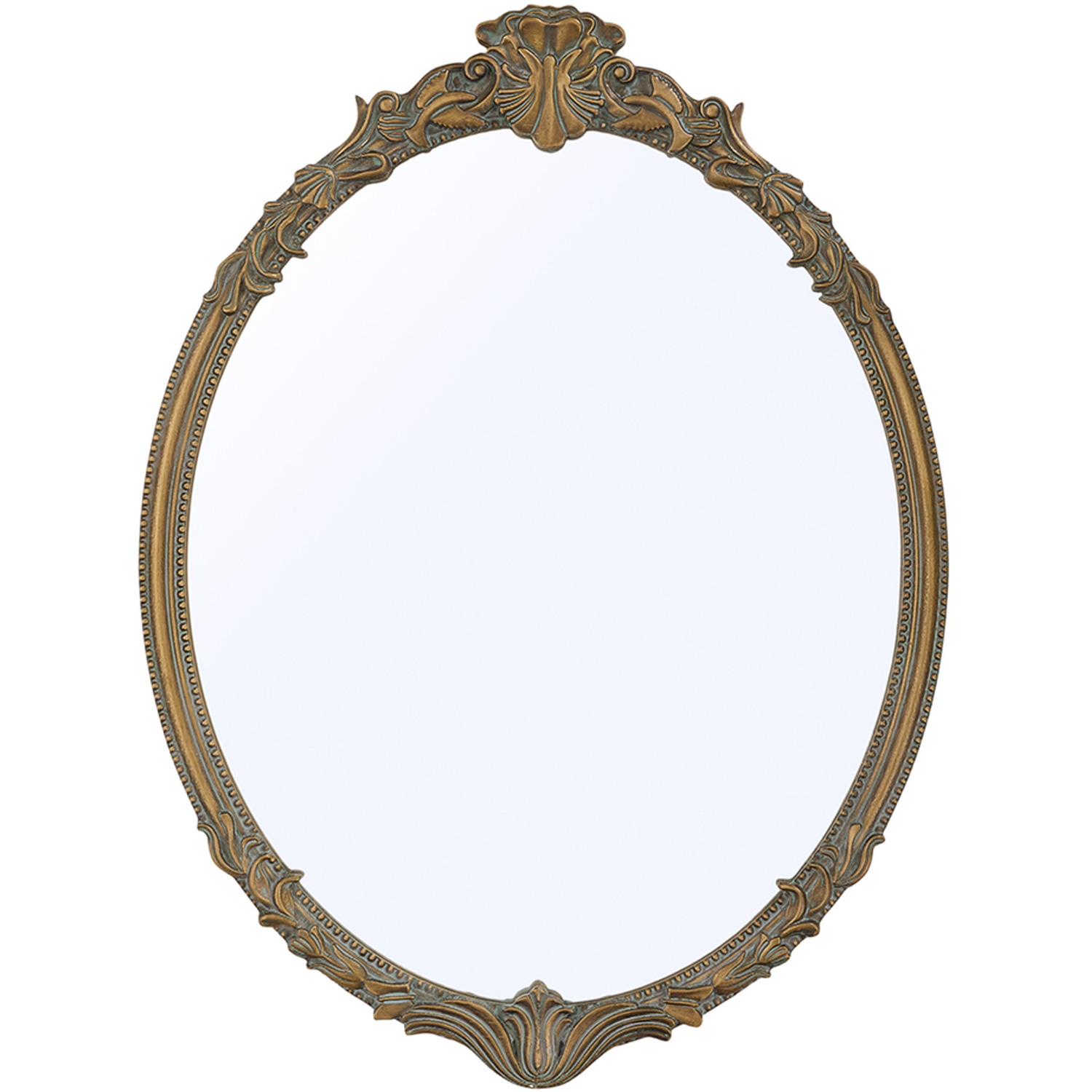 Oval Decorative Mirror With Carved Frame - Gold