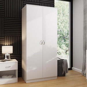 Promo 3 Piece Bedroom Set Matt White Finish Wardrobe Drawer Bedside