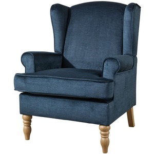 Dark Blue Helena Traditional Accent Armchair High Back Occasional Wing Back Design shot 11253649