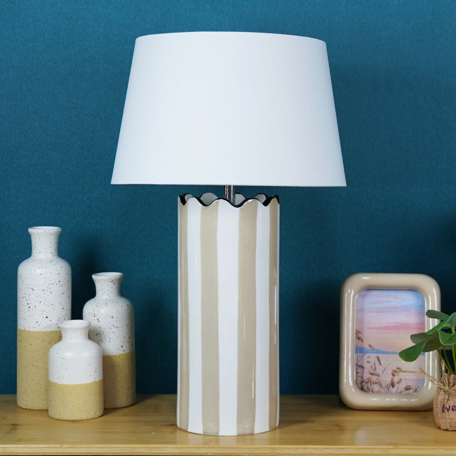 Image of Capella Stripe Table Lamp - Mocha