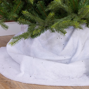 Christmas Snow Blanket Tree Skirt 100cm Diameter Silver Star Glitter
