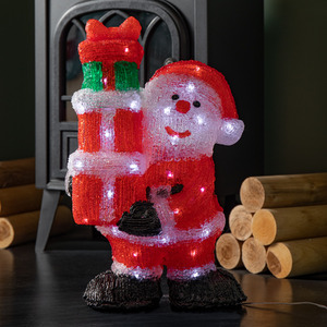 Acrylic Christmas Santa with 3 Gifts and 40 White LEDs