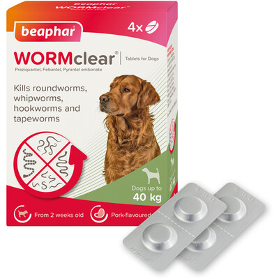 Up to 40kg Beaphar WORMclear Tablets for Dogs