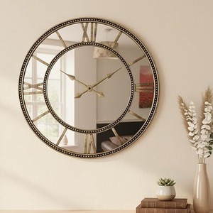 Double Row Roman Numeral Round Beaded Vintage Wall Clock