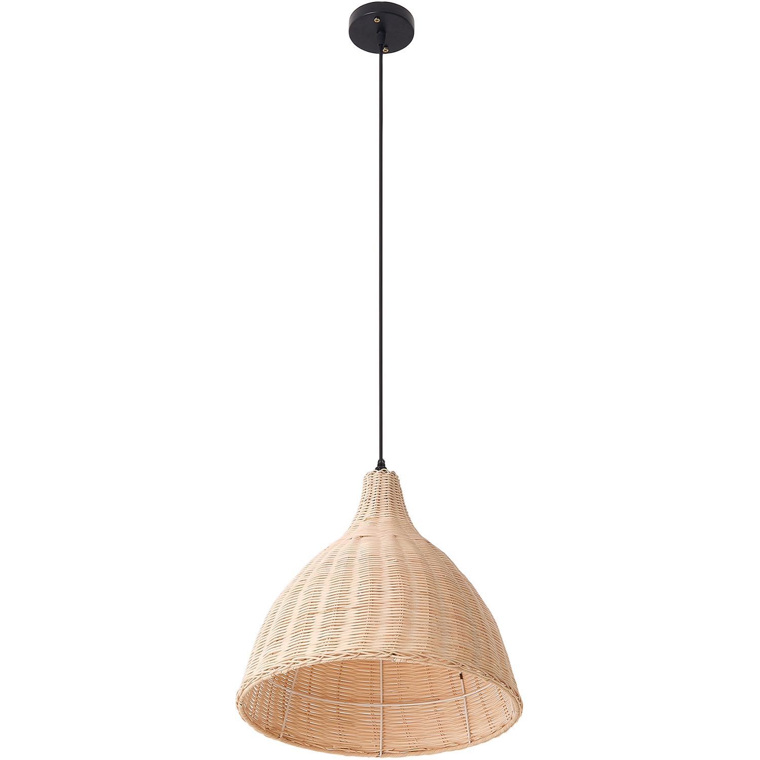 Handwoven Rattan Pendant Light - Beech Wood