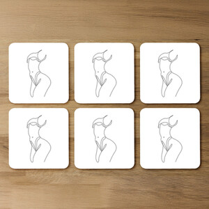 line art of femail body Designer Coaster Set