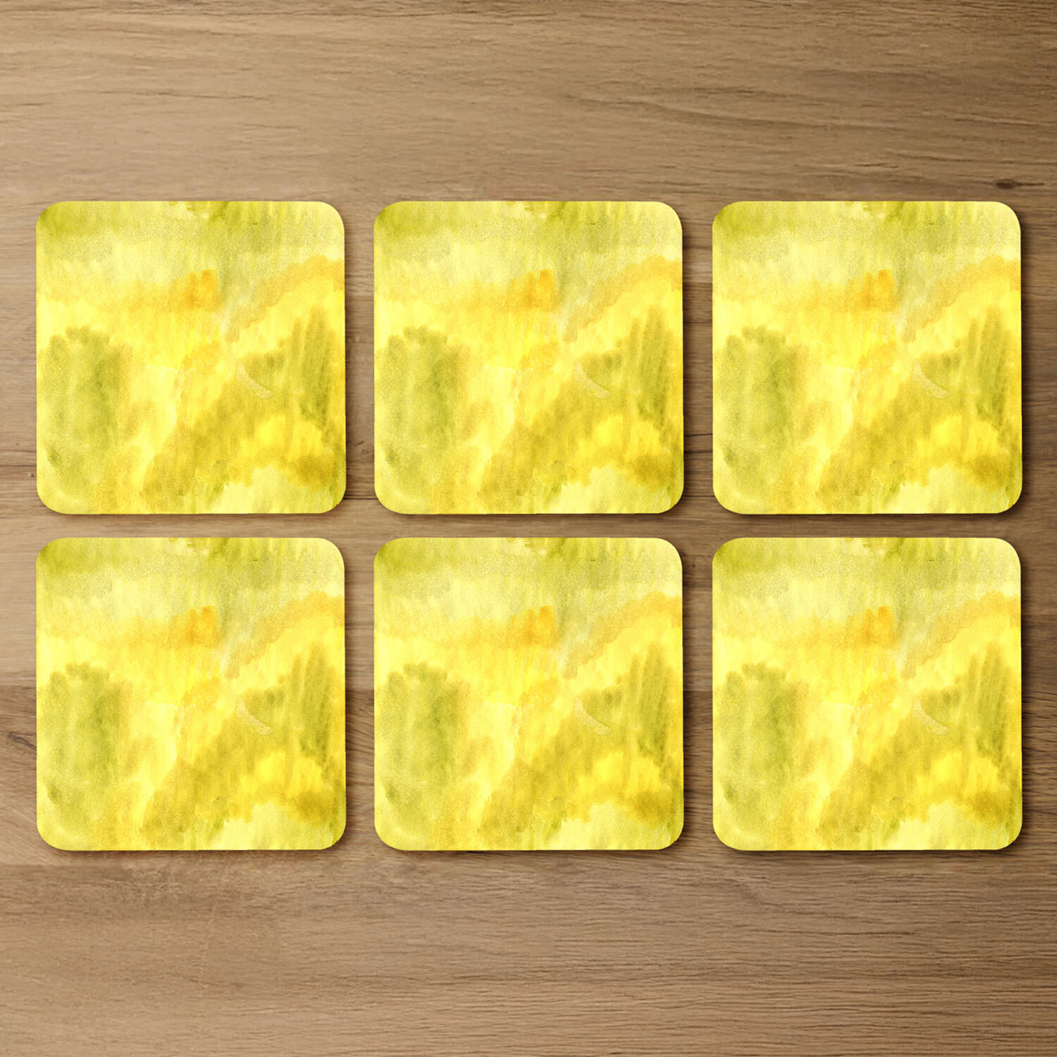 Image of Yellow Watercolour Coaster Set - Yellow