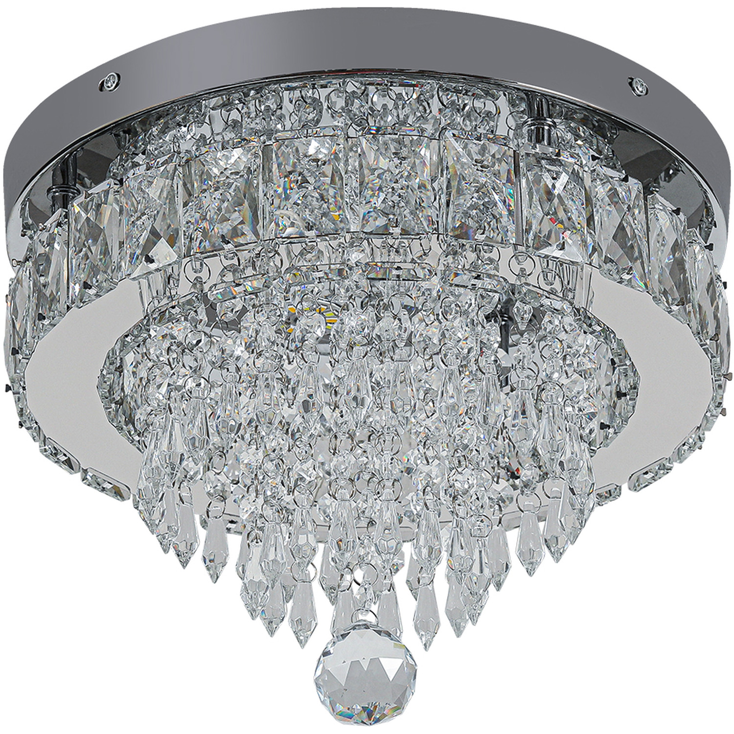 Elegant Crystal Round Ceiling Light - Silver