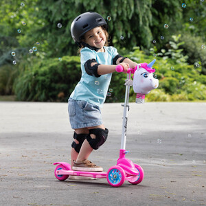 Xootz Bubble Go Unicorn Scooter, 3 Wheel Kids Scooter with Bubble Machine