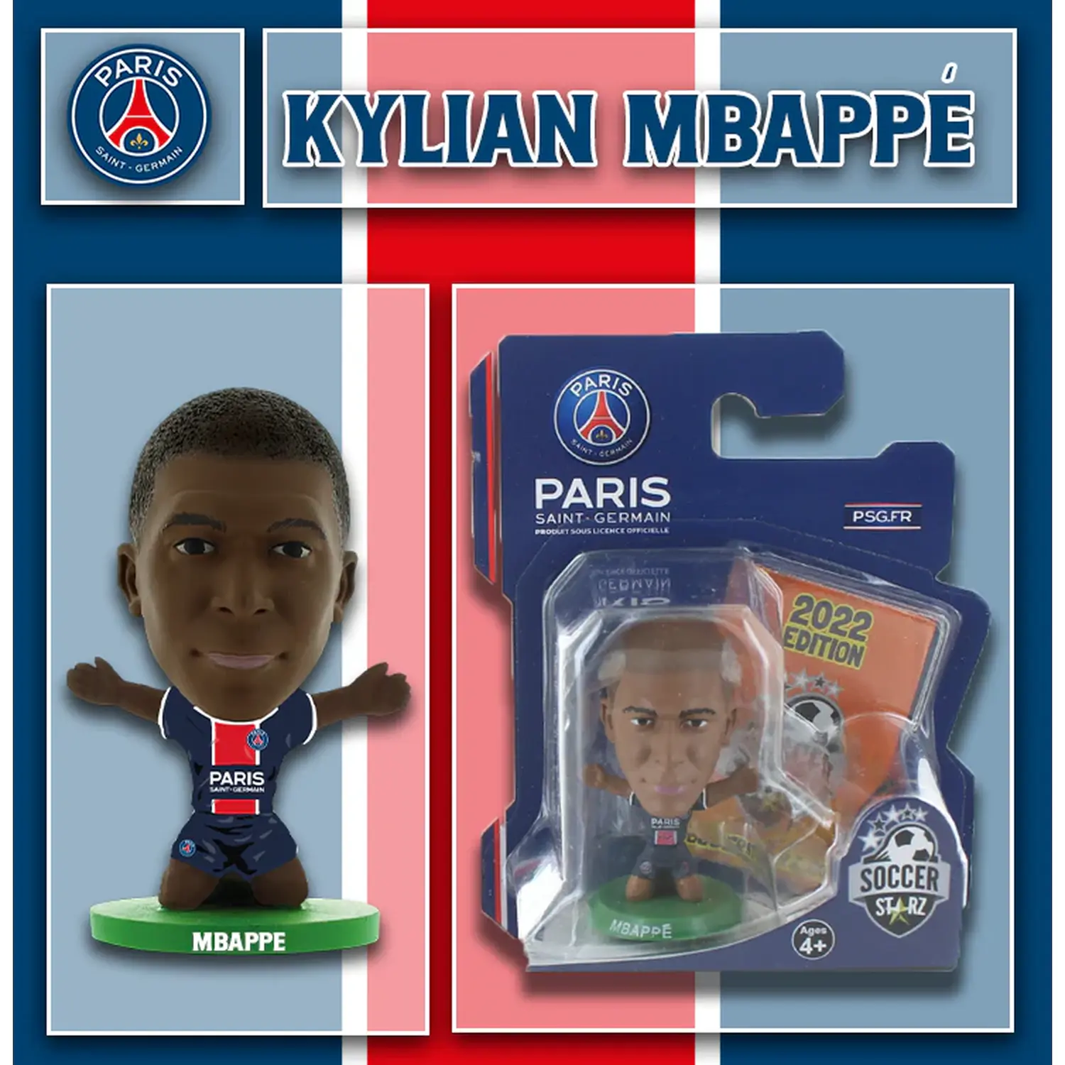 SoccerStarz Paris St Germain Kylian Mbappe - Home Kit 5cm Figure - Blue