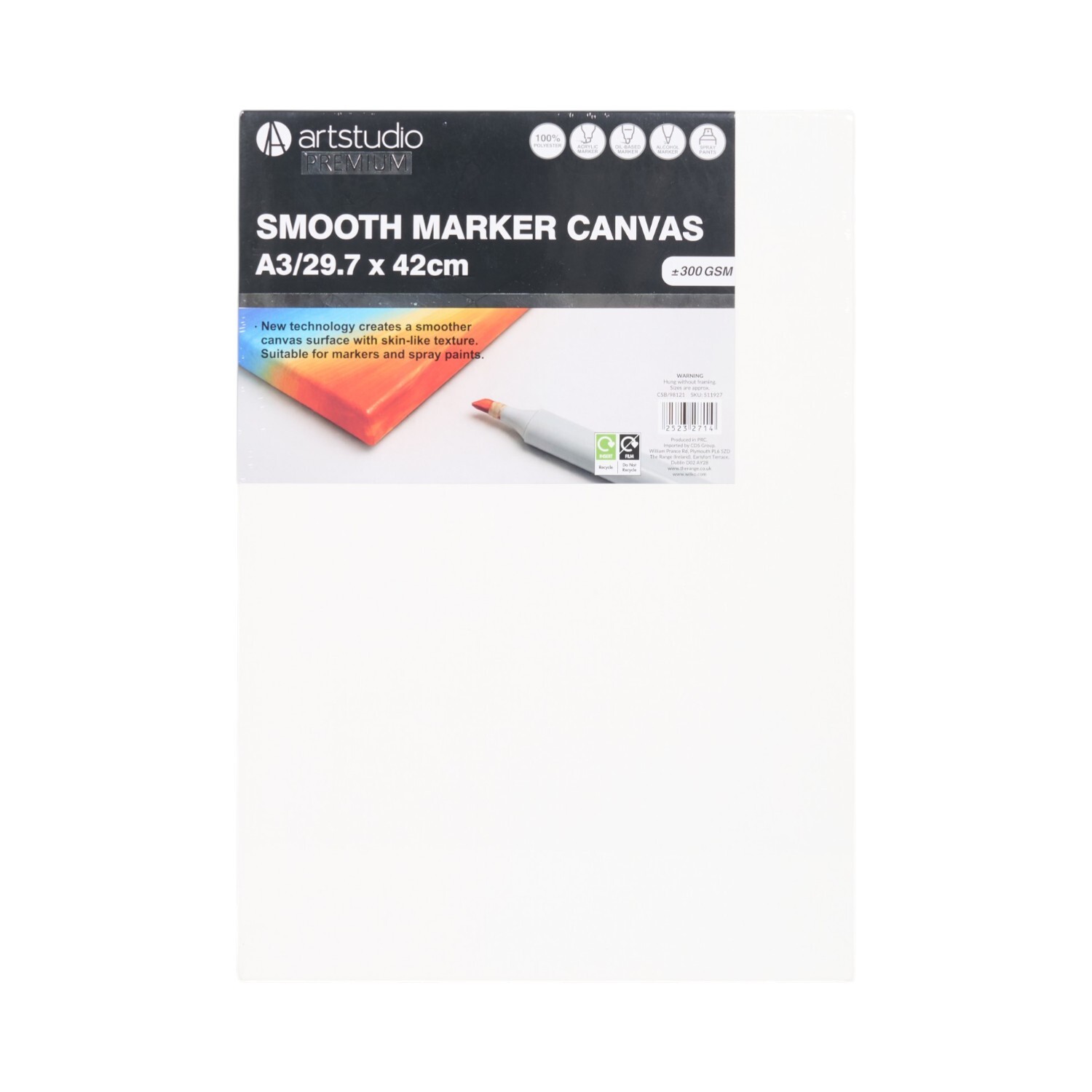 Art Studio Smooth Marker Canvas - White / A3