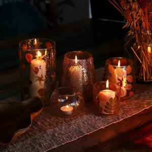 Natural Floral Glass Vase Candle Holder Rose