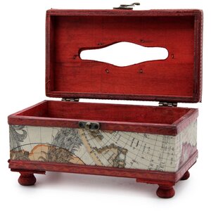 Vintage Map Tissue Box with Legs Antique Colonial Style Gift Trinket Box