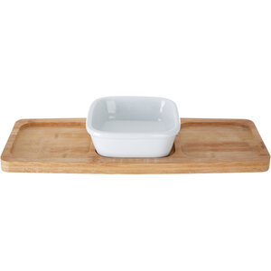 Aleki Bamboo Snack Tray With White Dipping Bowl
