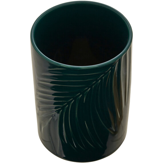 Bali Dark Green Medium Storage Jar With Bamboo Lid
