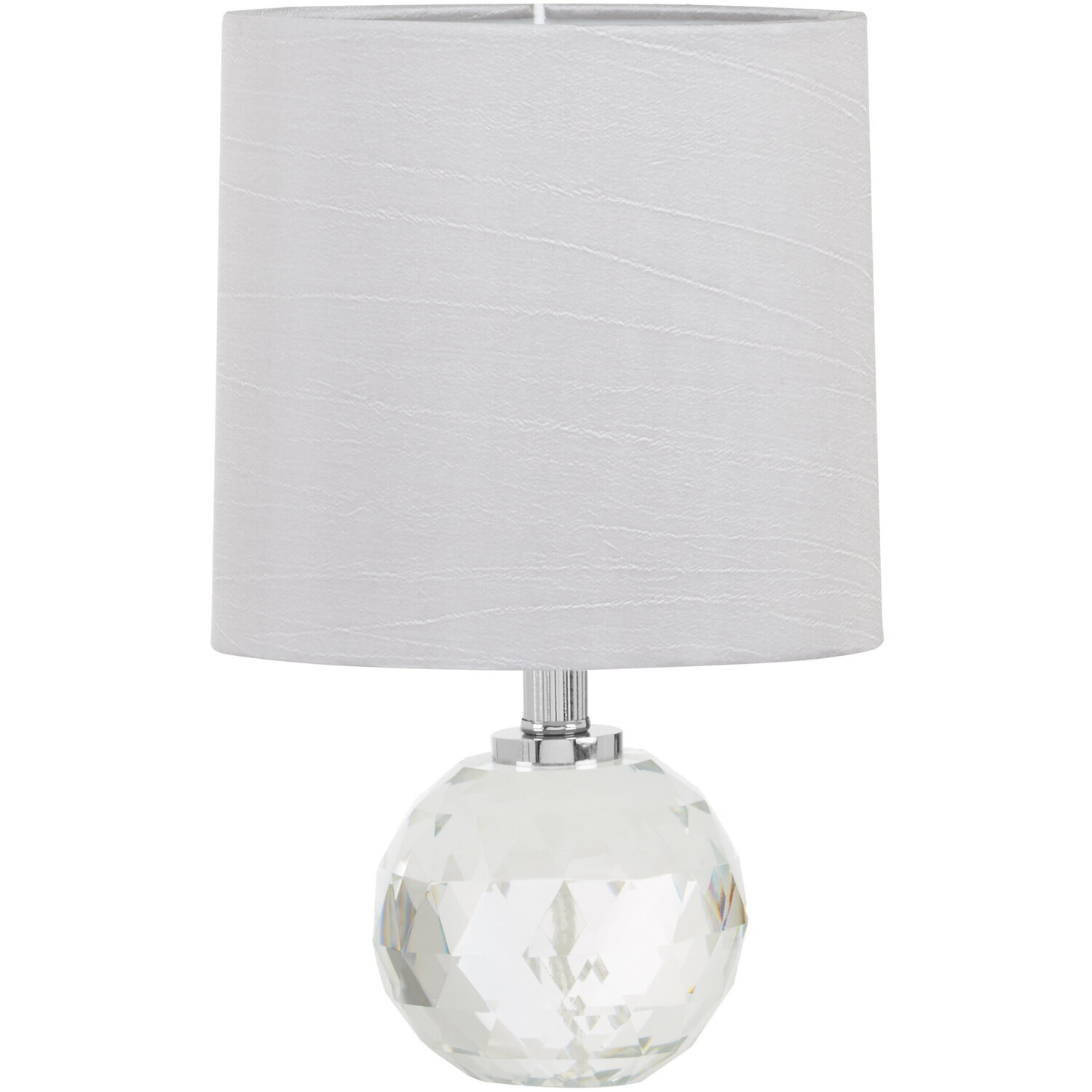 Helma Crystal Base Table Lamp with Grey Shade - Silver