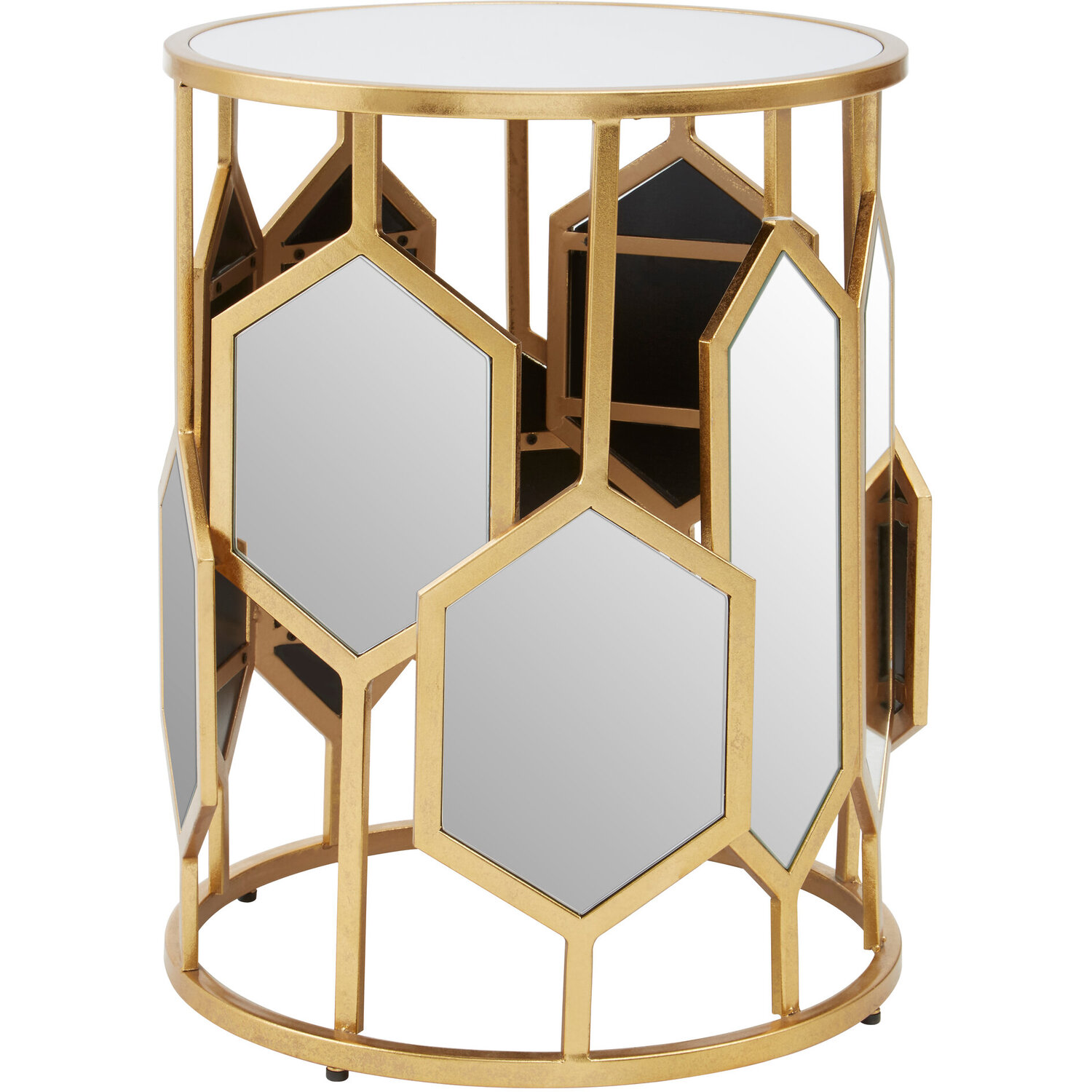 Rio Gold and Mirror Side Table - Gold