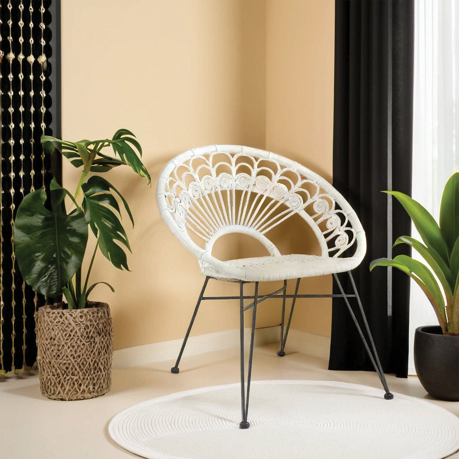 Manado White Natural Rattan Chair - White