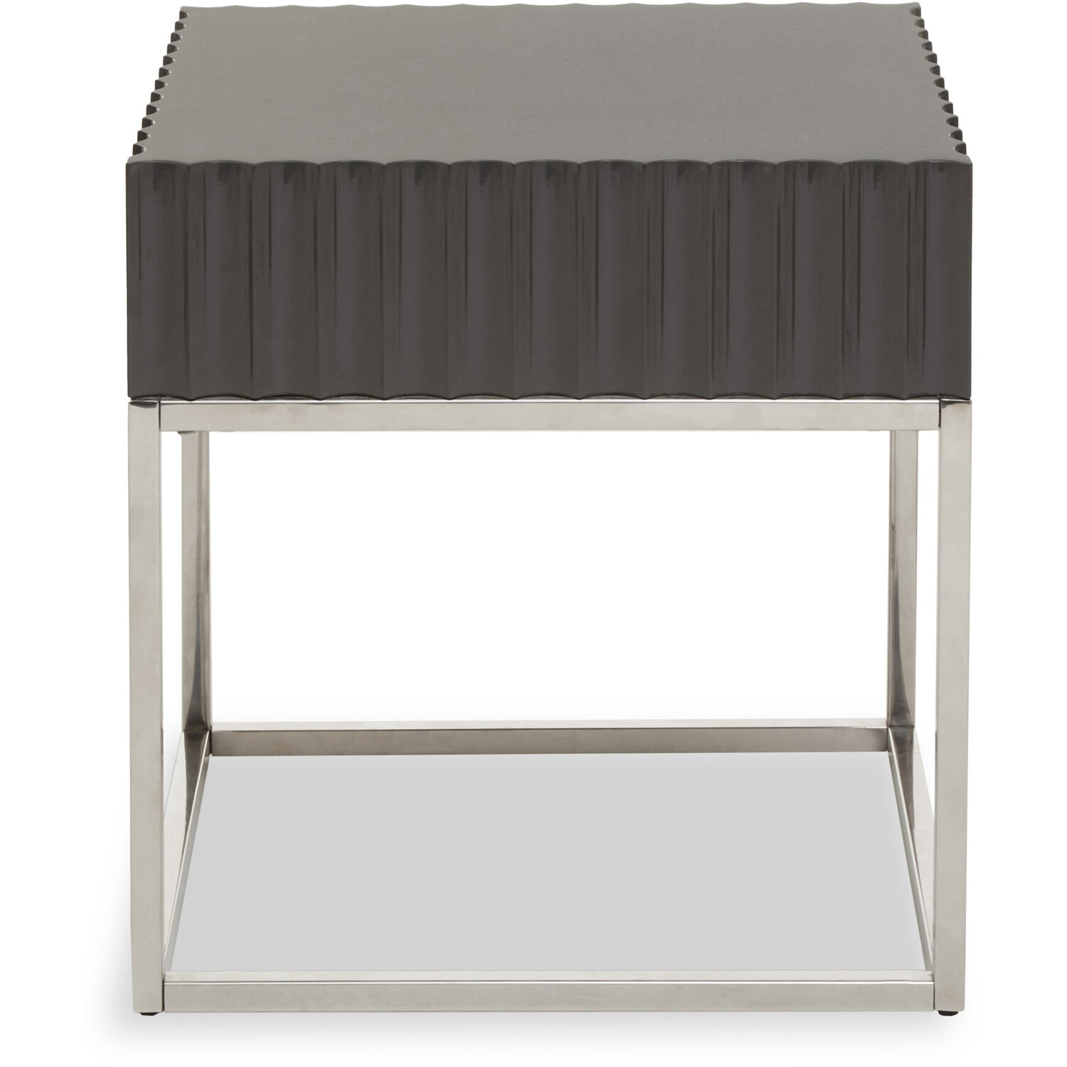 Genoa Grey Gloss Finish Square Side Table - Grey