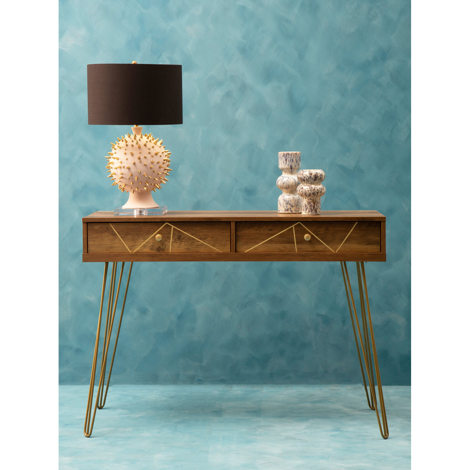 Flori Console Table with 2 Drawers - Brown