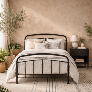 France 4ft6 Double Metal Bed Frame with Headboard and Footboard