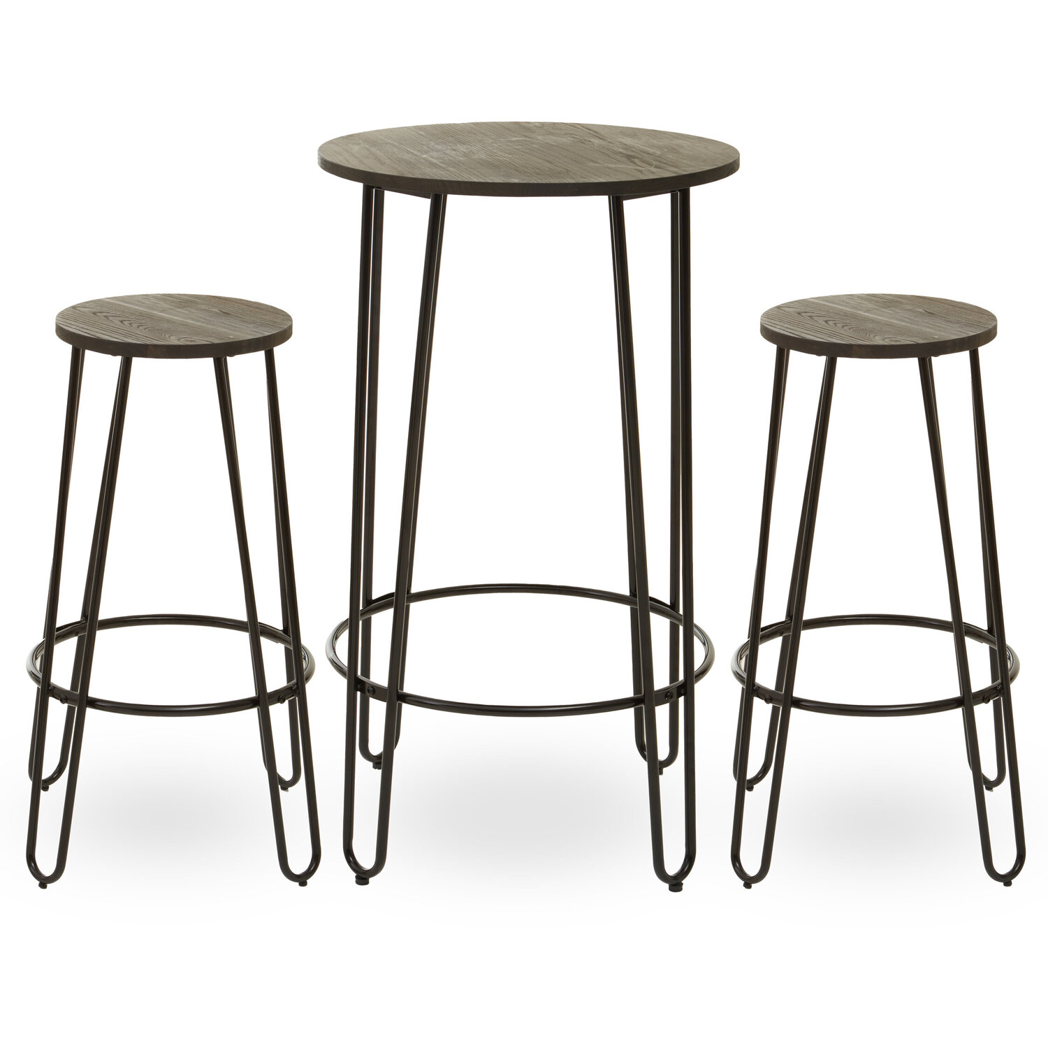 District 3 Piece Bar Table And Stool Set - Black