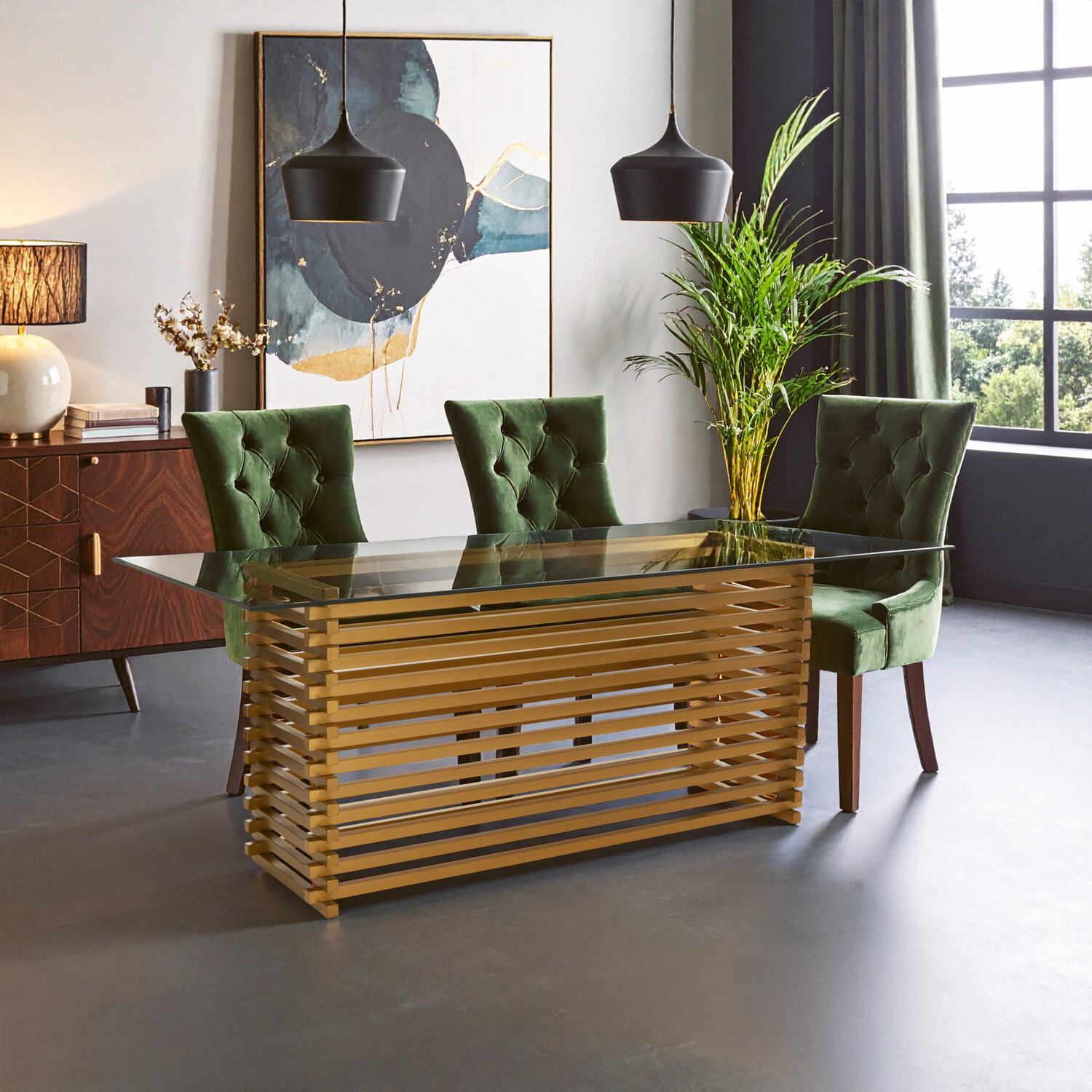Vogue Matte Gold Dining Table. - Gold